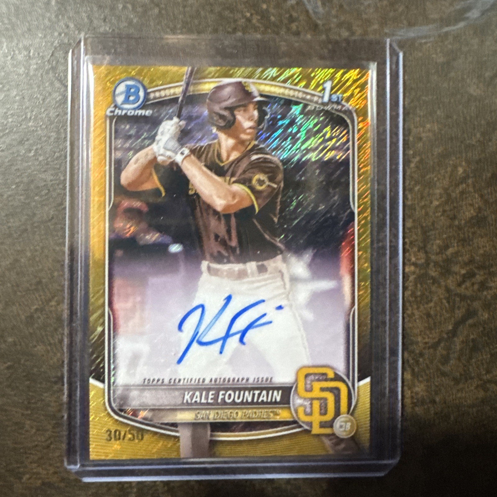 2025 1st Bowman Chrome Gold Shimmer Kale Fountain Auto /50 RC Padres Autograph