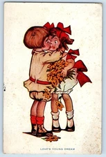 c1910's Children Sweetheart Kissing With Flowers Townsend Delaware DE Postcard
