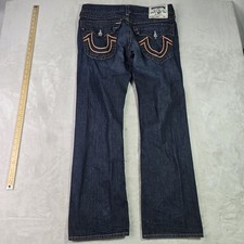 True Religion Mens 36x33 Straight Leg Dark Wash Denim Jeans Made in USA