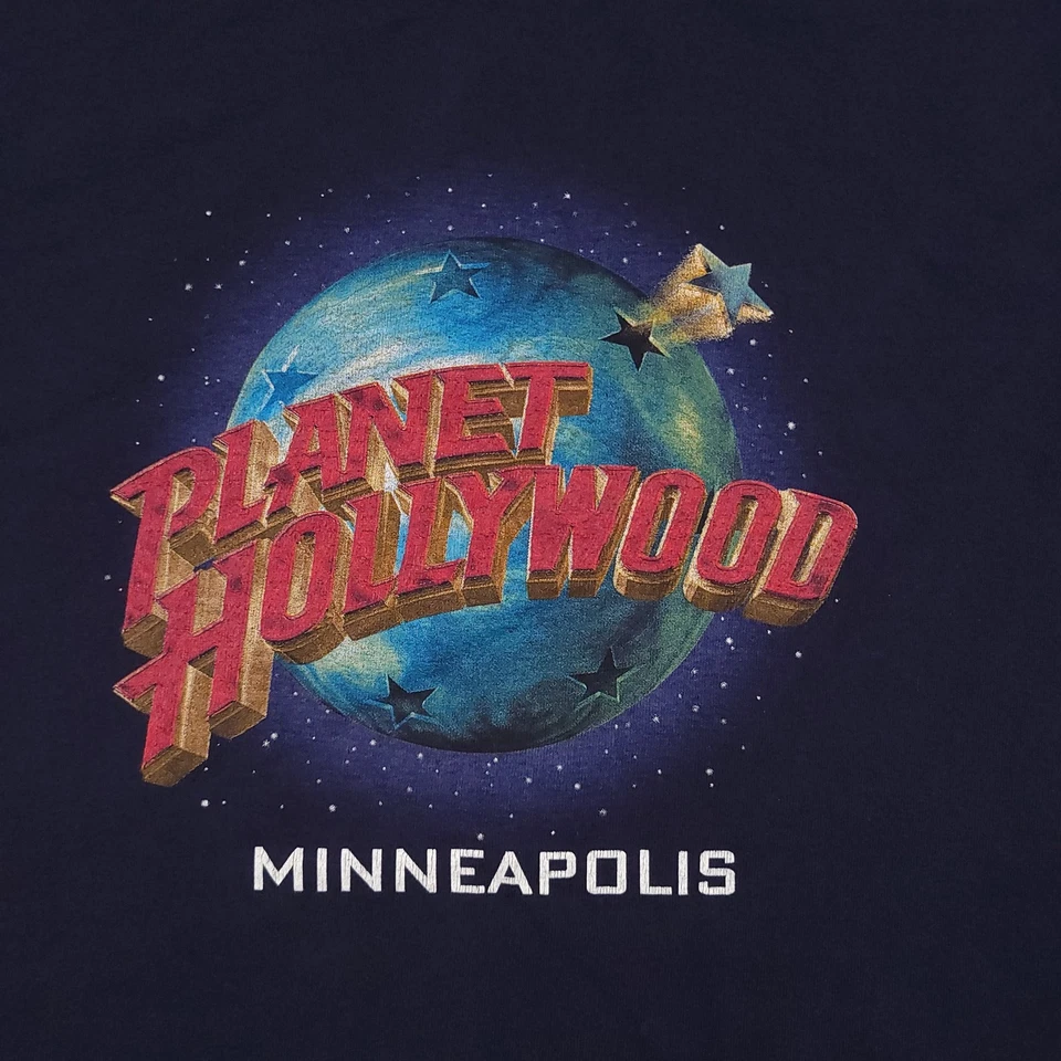 Camisa De Colección Planet Hollywood Para Hombres Mediana Azul Marino Minneapolis Película Promo Años 90 Foto 4 de 4