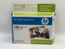 HP 110 Tri-Color Ink  120 Sheets 4x6 Photo Paper Value Pack Q8700AN Photosmart