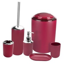 Bathroom Accessories Set, 6Pcs Bathroom Accessory Set Includes Burgundy
