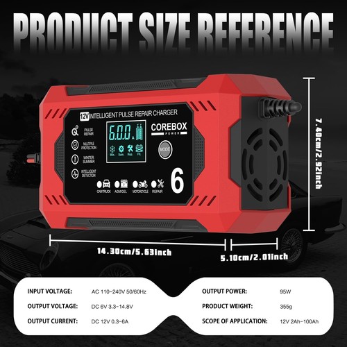 High-Efficiency 12V Battery Charger—6 Amp Smart Maintainer with Safety Features - Picture 9 of 10