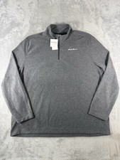 Eddie Bauer Sweater Mens 2XL Grey Polar Fleece 1/4 Zip Pullover NWT