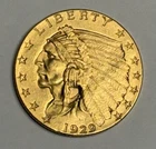 AU 1929 Indian Head Gold Quarter Eagle (All Original!) U.S. $2.50 Almost UNC
