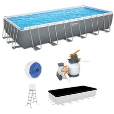 Bestway 24' x 12' x 52" Power Steel Above Ground Swimming Pool Set (For Parts)