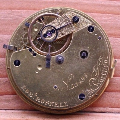 ROB. ROSKELL No. 50493 KEYWIND LIVERPOOL POCKET WATCH MOVEMENT 41mm (GU)