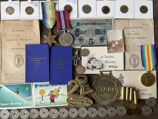 HOUSE CLEARANCE MILITARY WAR MEDALS COINS EPHEMERA ATLANTIC STAR GERMAN WW1 WW2