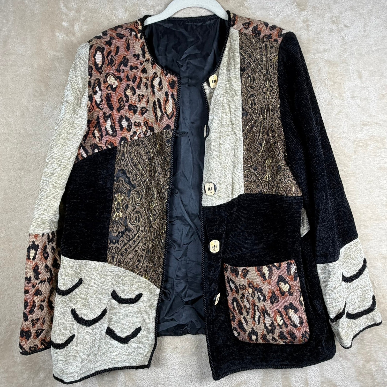 Indigo Moon Patchwork Leopard Paisley Tapestry Ja… - image 3