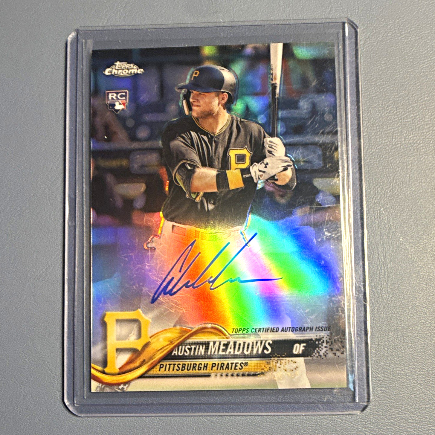 2018 Topps Chrome Austin Meadows RC Auto Refractor /499 Pirates #RA-AUM