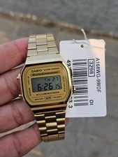 Casio A168WG-9WDF Gold Digital Watch Electro Luminescence Alarm Chrono WR NEW