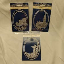3 SETS Tattered Lace Metal Dies Ovals Calm Serenity Unity Floral Bird Cathedral