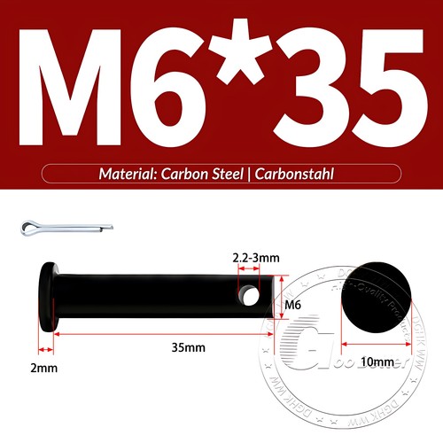 Pasador de horquilla negro pasador de bisagra pasador de retención pasador de aparejo métrico de acero al carbono M4-M30 - Imagen 36 de 201
