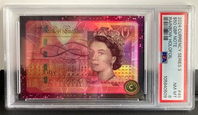 2024 Cardsmiths Currency - 50 Pound Note - Rainbow Holofoil - Graded PSA 8 NM-MT