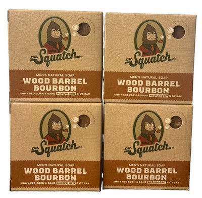 DR. SQUATCH MEN S NATURAL SOAP WOOD BARREL BOURBON 5 OZ BAR X 4 BARS BRAND NEW