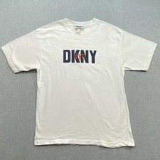 VTG DKNY Jeans White T-Shirt Sz One Size Fits All Graphic NYC Made In USA