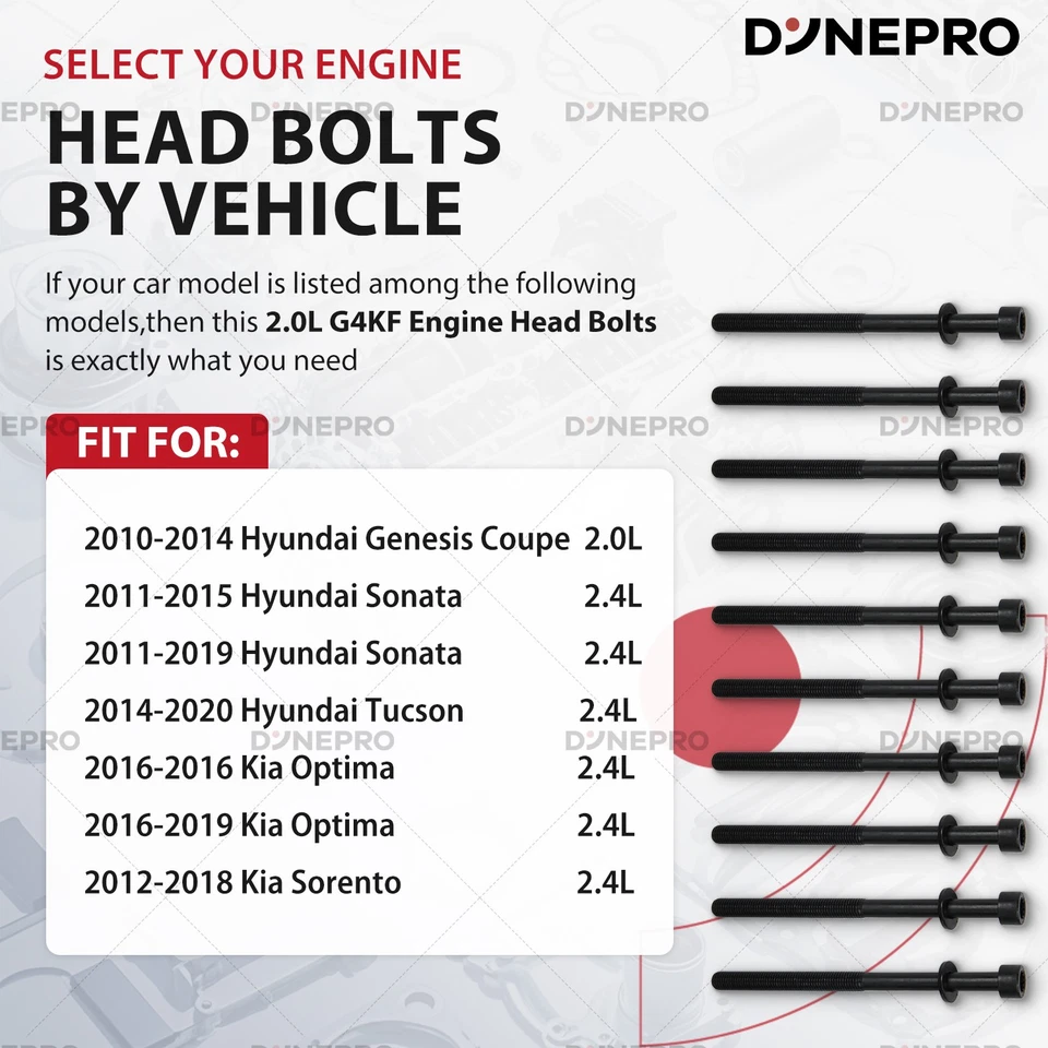 Kit de junta de motor maestro de 2,0 L con pernos de cabeza para Hyundai Genesis Coupé 2010-2012 Foto 2 de 4