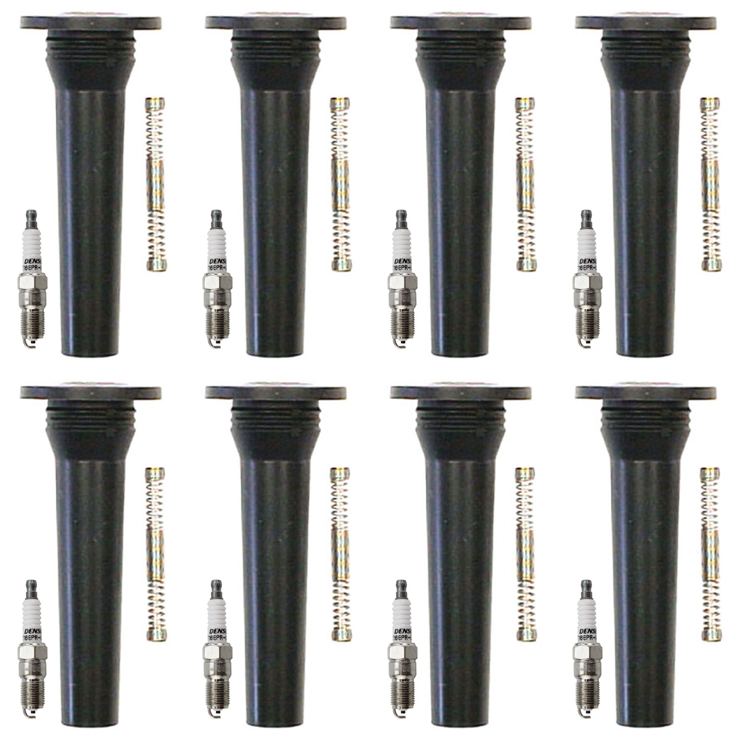 Denso 8 Standard Spark Plugs 8 Coil Boots Kit for Cadillac DeVille 4.6L V8 DOHC