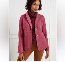 Talbots Classic Pink Blazer Wool Blend Size 16 Gold Buttons Office Business Work