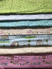 Relax Enjoy Ride Camper Trailer, Map, Floral Coordinating Fabric 7 Fat Quarters