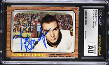 Ken Hodge Signed 1966-67 Topps Card #114 Chicago Blackhawks CGC AU JSA Auto