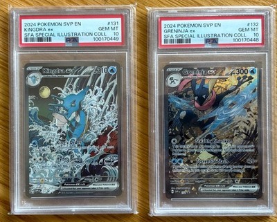 Kingdra EX #131 Greninja EX #132 Pokémon Shrouded Fable Sequential Set PSA 10