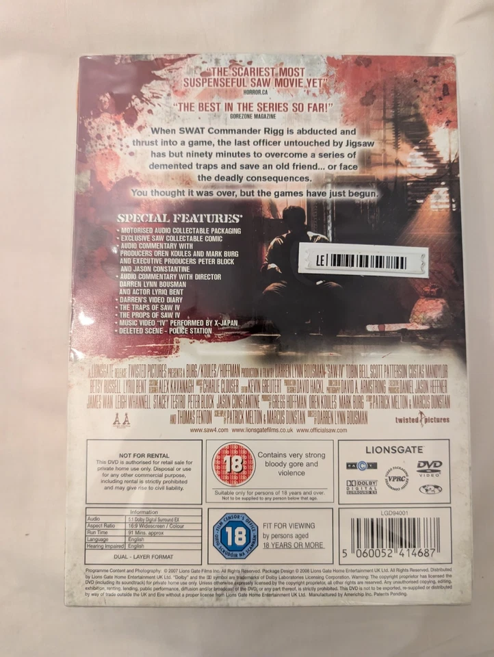 Saw IV 4 Extreme Limited Edition With Spinning Saw & Exclusive Collectable Comic - Image 2 of 2