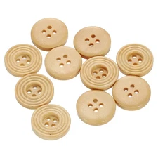 10pcs 28L DIY Sewing Buttons 11/16" Wooden Round 4-Hole Craft Buttons, Beige