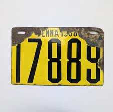 1908 Pennsylvania PA Vintage/Original Porcelain Enameled ING-RICH License Plate
