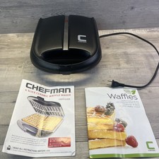 CHEFMAN 4 Slice Ceramic WAFFLE MAKER Black TE...