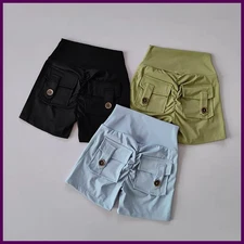 Nude High Waist Peach Hip Seamless Fitness Shorts with Pockets Women's Tight