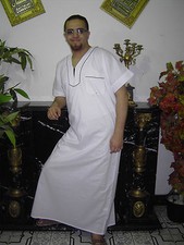 Eleganter Herren-Kaftan aus 1001er Nacht Ägypten Orient Hauskleid in weiß KAM443
