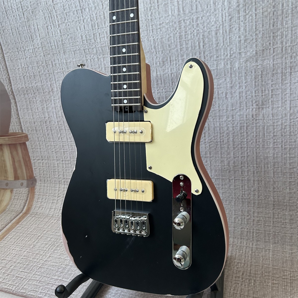 Custom Shop TL Vintage Black Electric Guitar 2 P90 Pickups