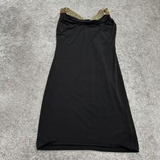Michael Kors Embellished Pencil Midi Dress Women XXS Black Gold Sleeveless Party