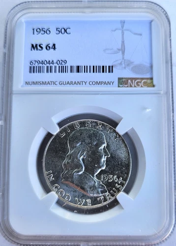 1956-P  50C FRANKLIN SILVER HALF DOLLAR NGC MS64 #6794044-029   MINT STATE!