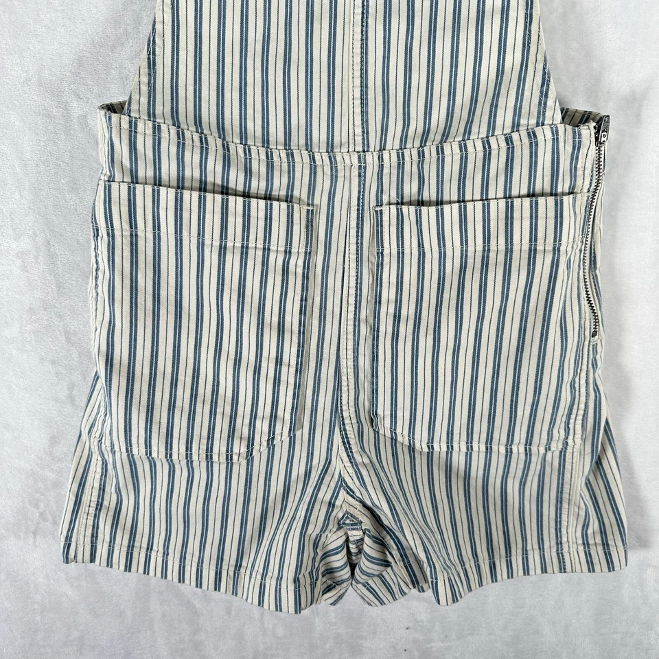 Pantalones Cortos Madewell Para Mujer XS Azul Rayas Pantalones Cortos Mameluco Bolsillos Foto 3 de 4