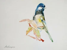 Coal Tit, Birds, Watercolor artwork, Handmade, Original painting on paper