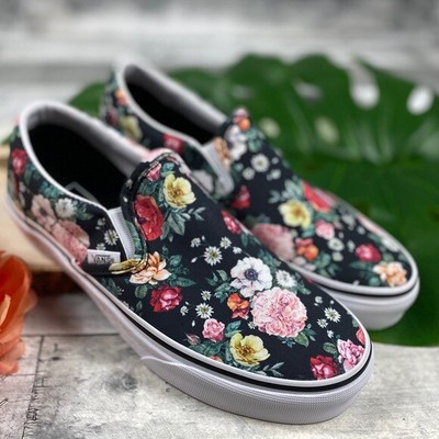 black flower vans shoes
