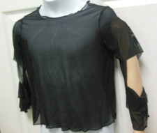 Lot of 2 Medium child sz Mesh long sleeve tops Black slashed sleeves