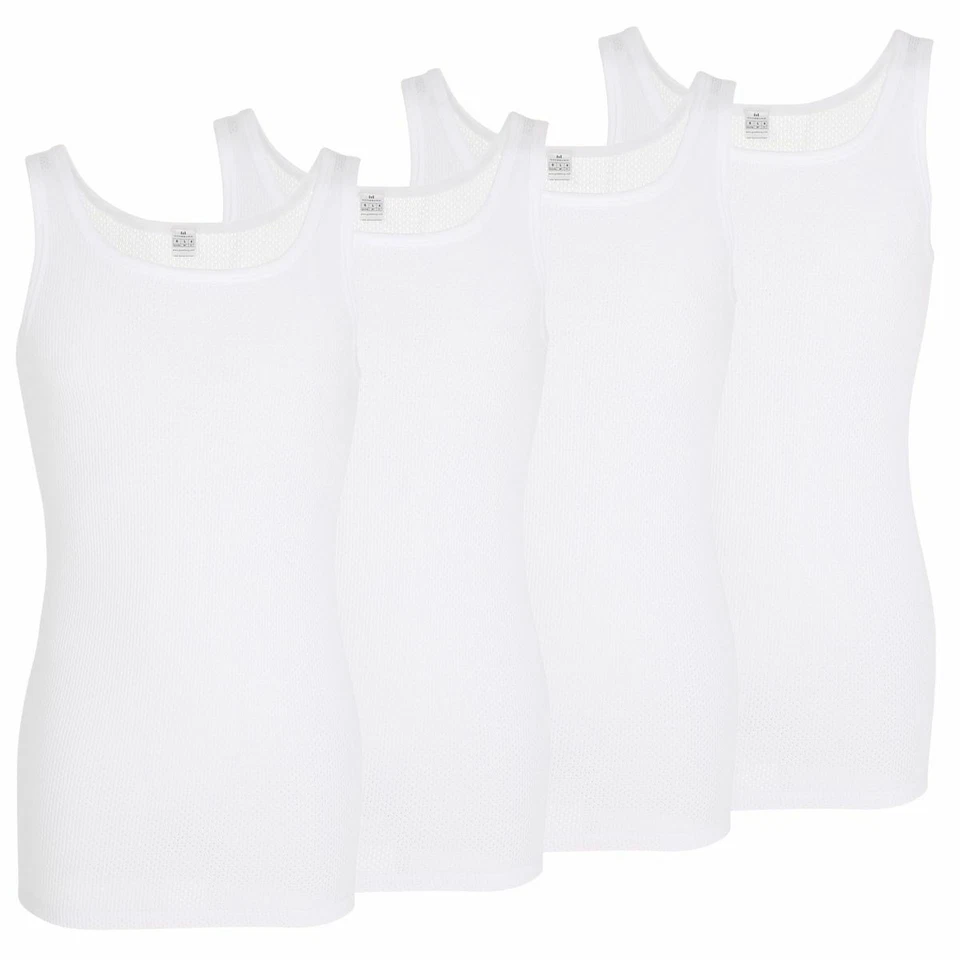 Götzburg Herren Unterhemden Airtrikot, 4 Stück, Lochmuster, luftig, Netz, Löcher