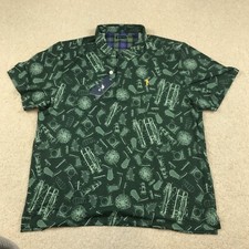 William Murray Golf Polo Shirt Mens 3XL All Over Print Golf Clubs Green New