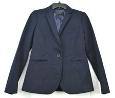 J Crew Mens Blue Notch Lapel Besom Pocket Back Slit Comfort-Fit Suit Blazer 0