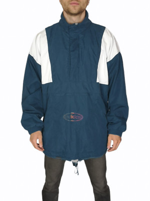 90er Adidas Windbreaker Gr. XL in blau / weiß Herren 1/4 Zip Übergangsjacke