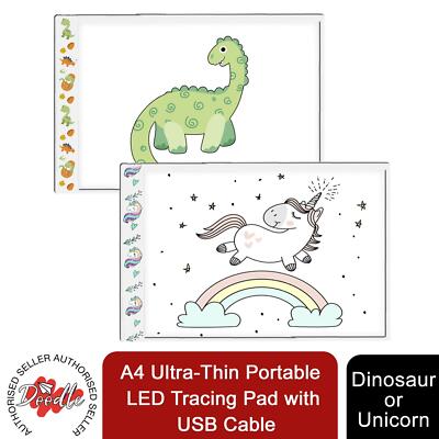 Doodle A4 Ultradünne LED Nachzeichnungsunterlage Dinosaurier oder Einhorn Kinder Kunst Zeichenbrett