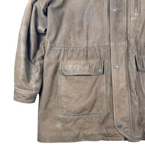 Adventure Bound Leather Jacket Men's LT Wilson's Flannel Lined Thinsulate Trench - Picture 5 of 18