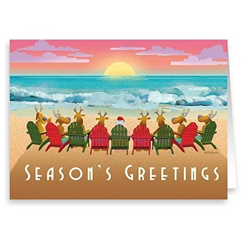 STONEHOUSE COLLECTION Beach Sunset Christmas Card 18 Cards & Envelopes - Beach Christmas Cards 30058