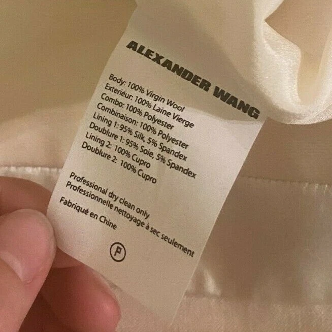 ALEXANDER WANG Cream White Wool Woven Silky Paneling Tapered Mid Rise Pant 2 26