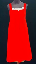 Vintage 1970s red summer dress lightweight seersucker cotton sun pockets boho M