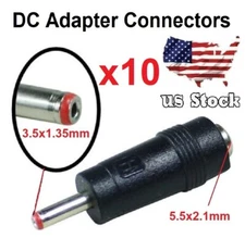 x10 Copper DC Power Connector 5.5mmx2.1mm Female to 3.5mmx1.35mm Male Adapter(HR