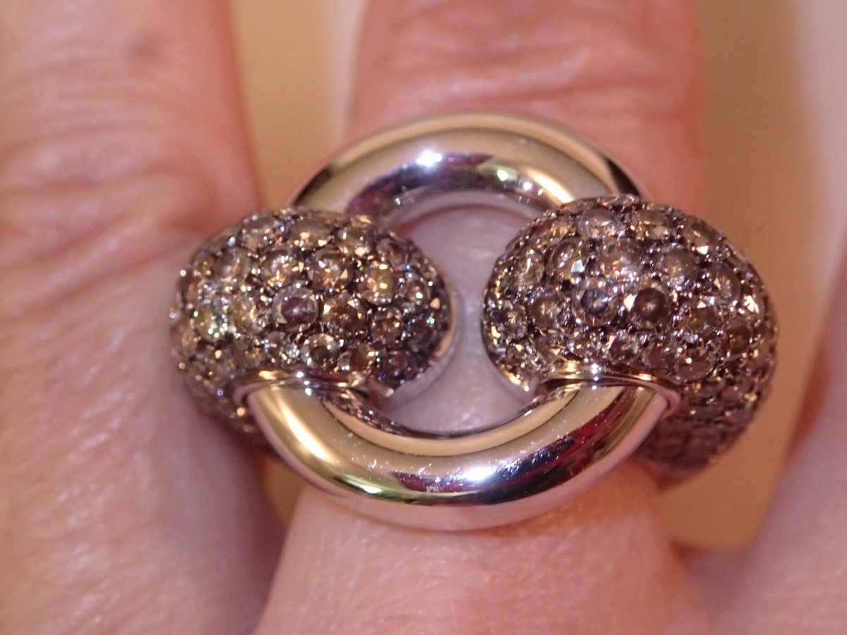 Huge Designer Roberto Coin YG SI brown diamond adjustable